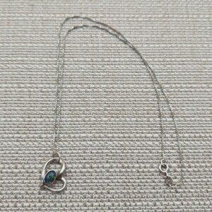 16 Inch Sterling Silver Opal Rustic Heart Pendant Necklace A4869